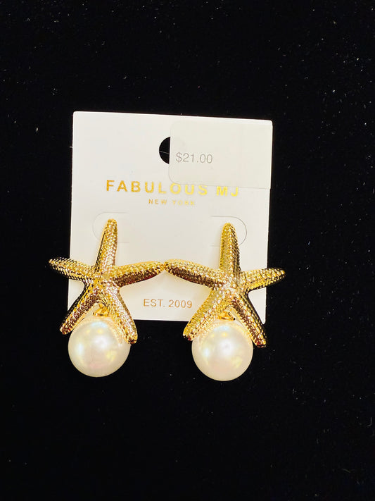 Star Fish Pearl Earrings