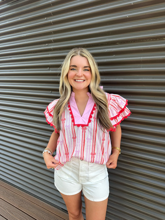 Scallop Bow Flutter Top