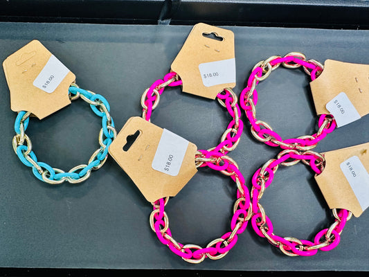 Pink and Gold Chain Bracelet