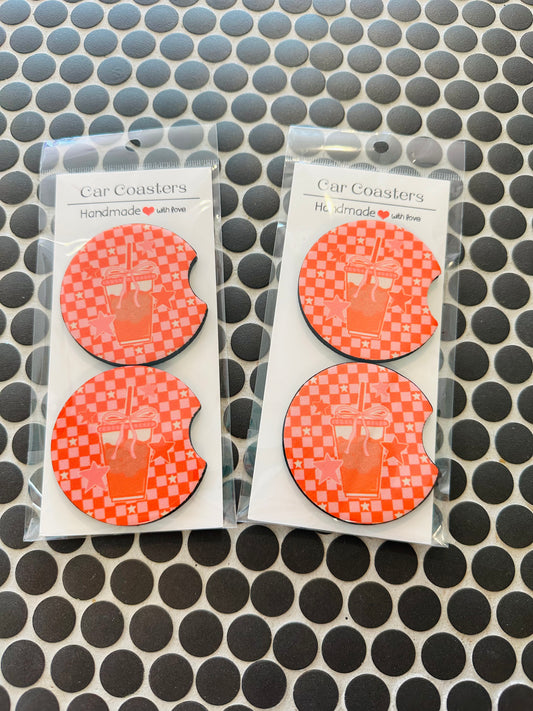 Iced Coffee and Stars Car Coasters