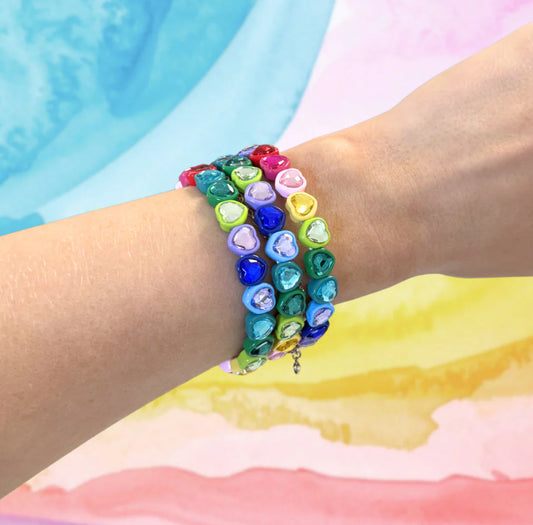 Rainbow Enamel Heart Bracelet