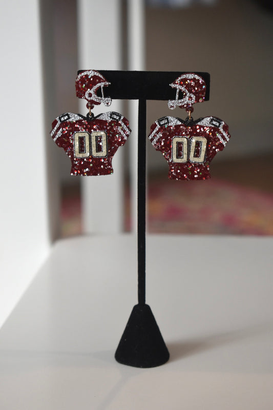 Red & White Jersey Earrings