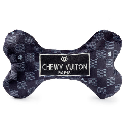Black Checker Chewy Vuiton Bone  | Squeaker Dog Toy