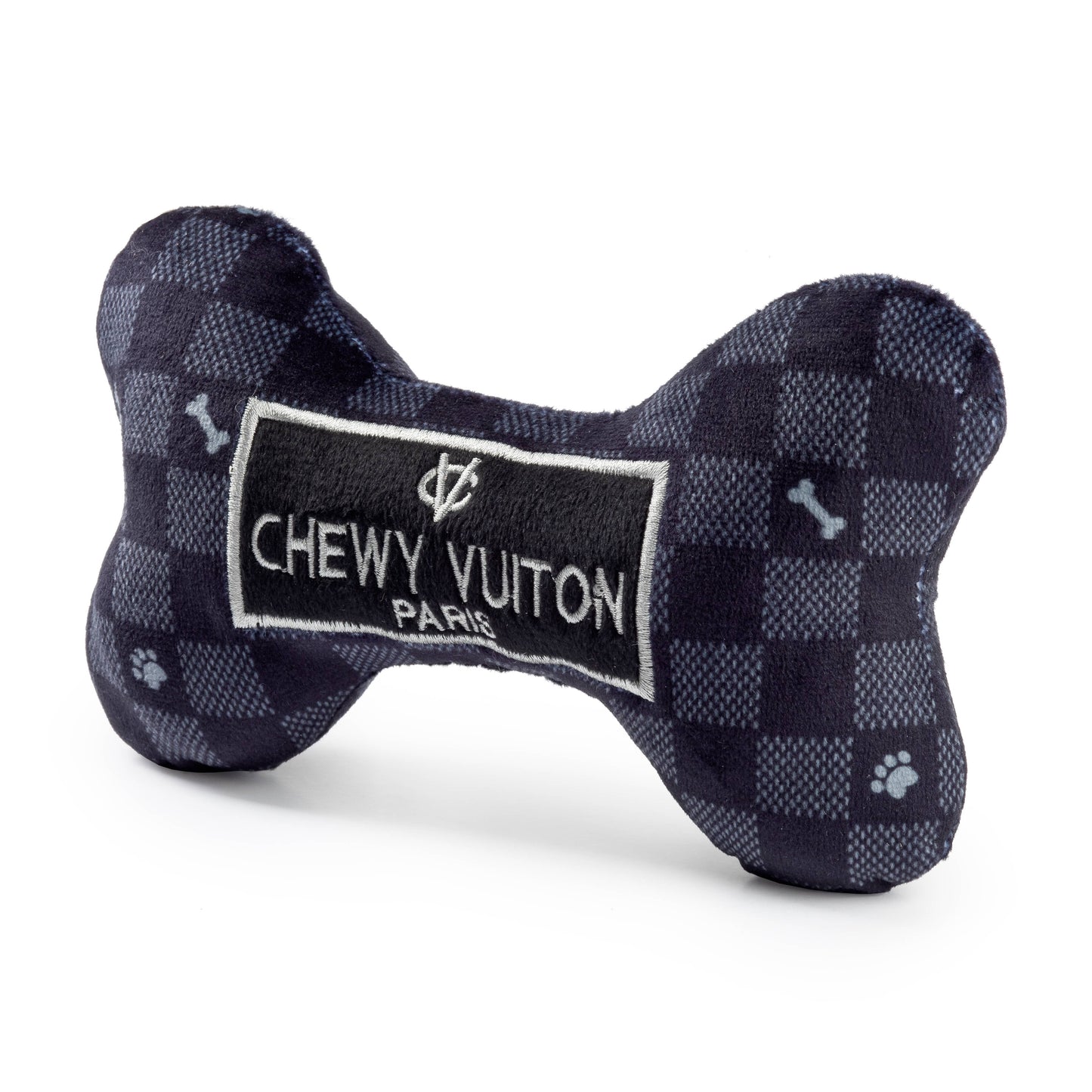 Black Checker Chewy Vuiton Bone  | Squeaker Dog Toy