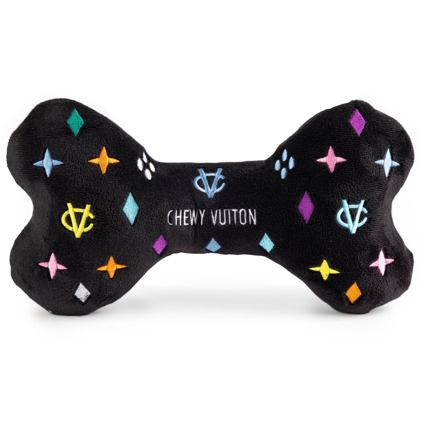 Black Monogram Chewy Vuiton Bone  | Squeaker Dog Toy