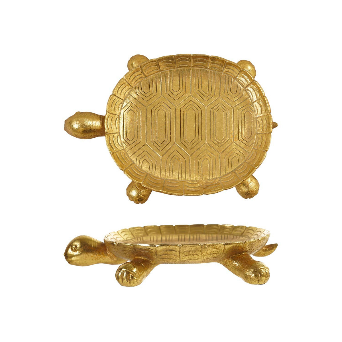 Resin Turtle Shaped Tray, Gold Finish