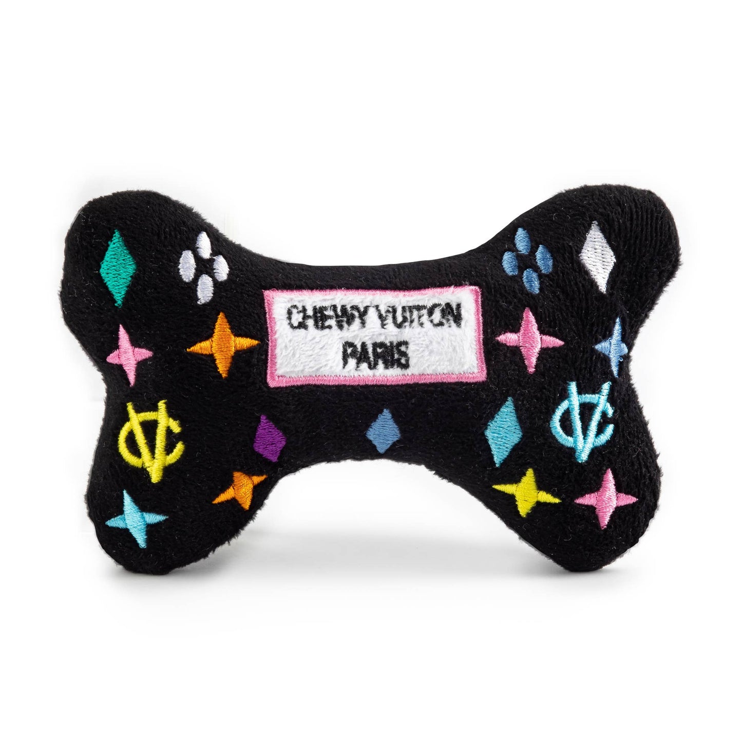 Black Monogram Chewy Vuiton Bone  | Squeaker Dog Toy