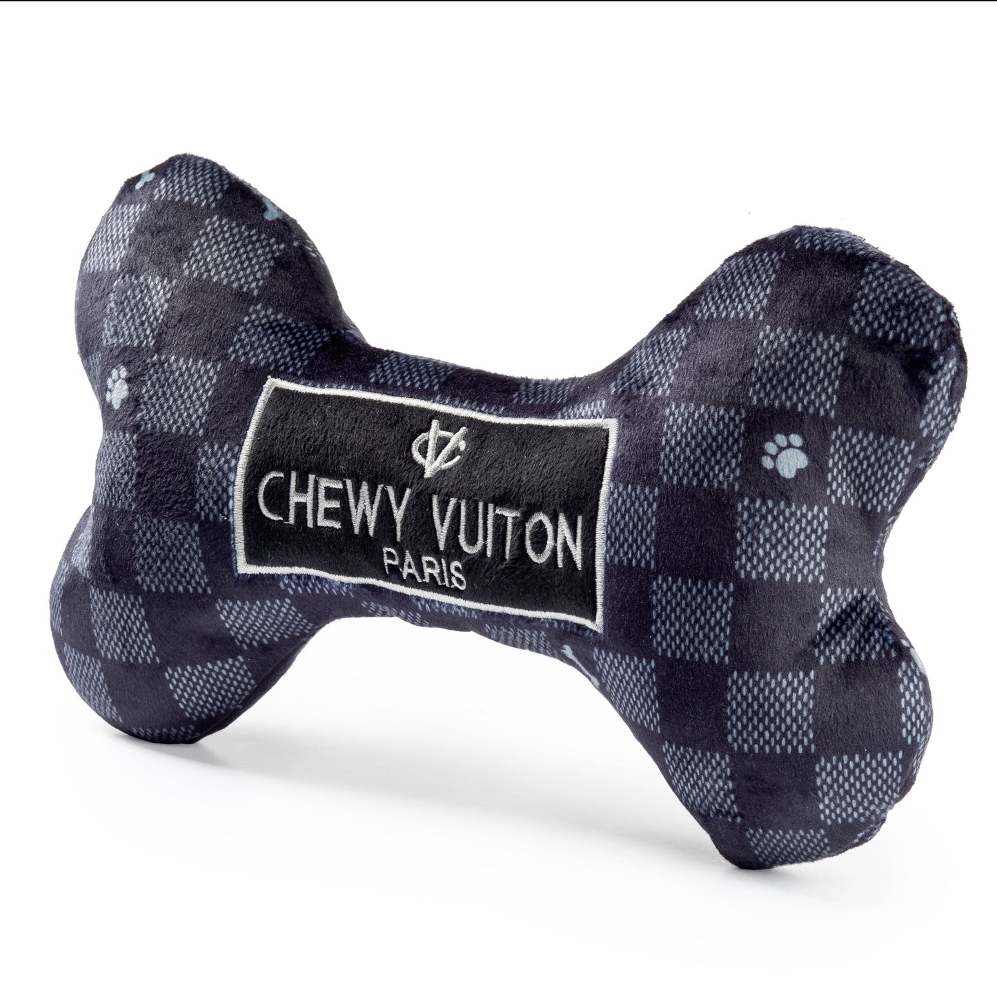 Black Checker Chewy Vuiton Bone  | Squeaker Dog Toy